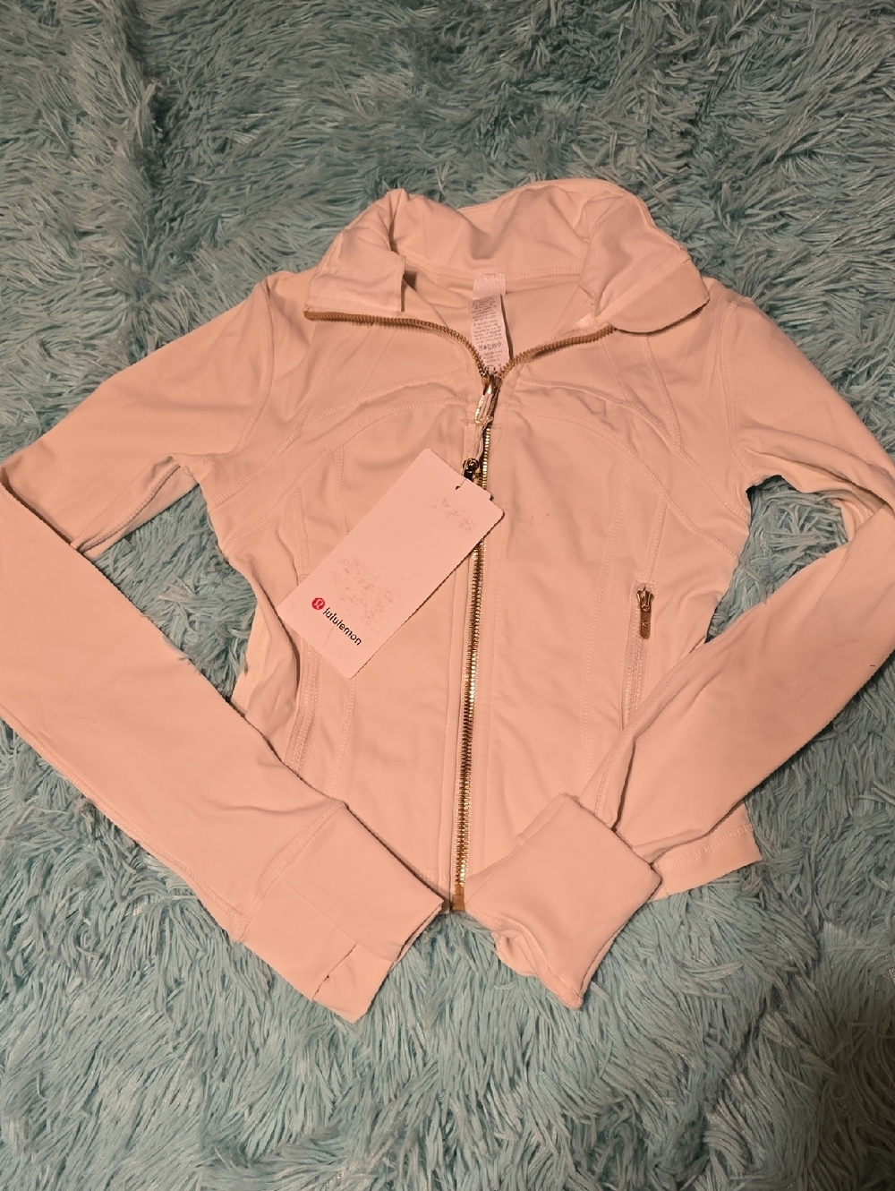 lululemon athletica Cream Zip Front Top with Gold Zippers
